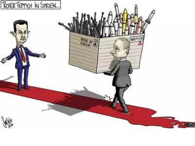 Асад, Путин и "ковровая дорожка". Фото: wewritewhatwelike.com